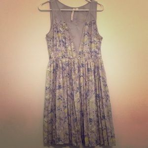 Floral purple Chiffon pleated Lauren Conrad dress
